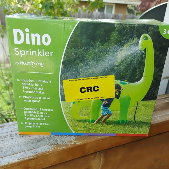HearthSong | Kids Gigantic 7'H Inflatable Green Dinosaur Sprinkler for Outdoor A - Picture 8 of 8
